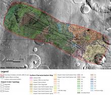 Карта участка на равнине Оксия с обозначенными эллипсами посадки (c) IRSPS/TAS; NASA/JPL-Caltech/Arizona State University
